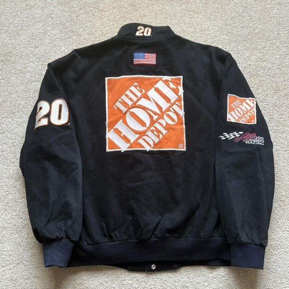 Vtg JH Design Home Depot NASCAR Jacket XL Black Tony Stewart 20 Jeff Hamilton - Picture 2 of 16